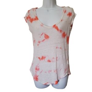 Forever 21 Short Sleeve Tie Dye Linen Top Medium